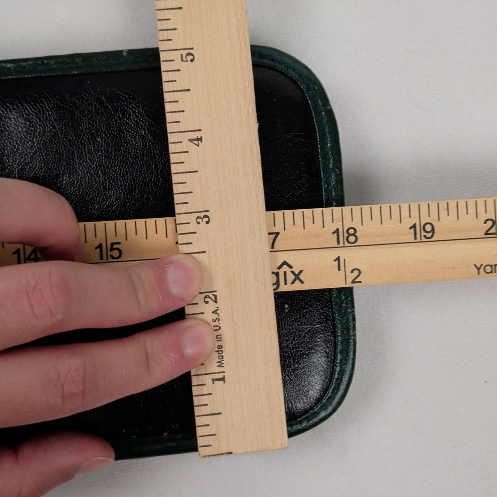 Tie Rack London Vintage Black Faux Leather Travel Tie Case Organizer Green Trim - Picture 11 of 11